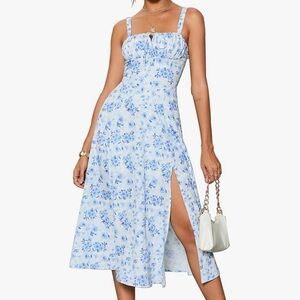 Floral Blue Midi Dress